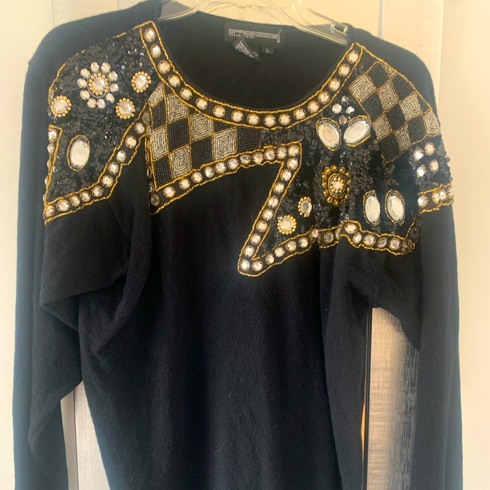 Black and gold 80s sweater vintage glittery by spree